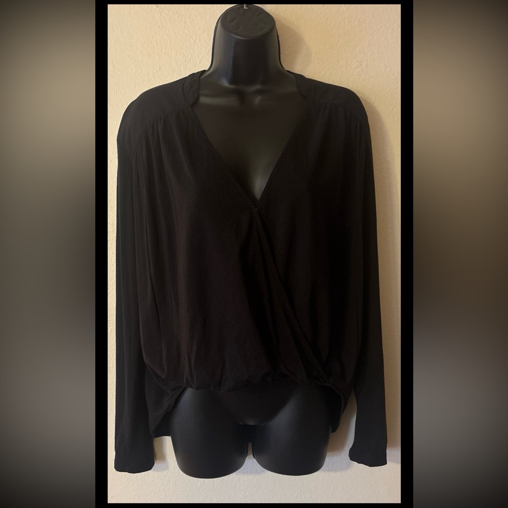 Splendid Black Draped V-Neck